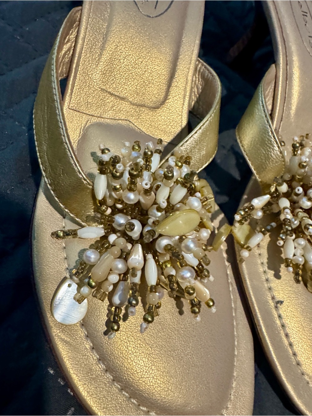 Talbots Gold Jeweled Sandals - NEW - Picture 2 of 7